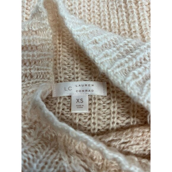 LC Lauren Conrad Mock Neck Sweater~Size XS~Pale Pink Open Knit Romantic L6 20 - Picture 7 of 9